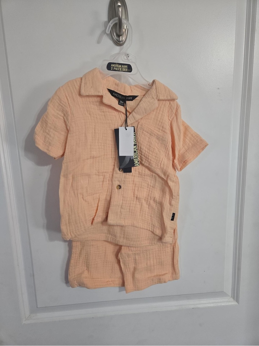 American Hawk Kids Peach Short-Sleeve Button-Down Shirt